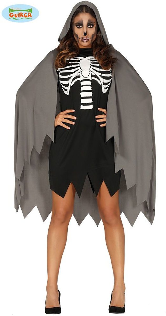 Spook & Skelet Kostuum | Skelet Met Mantel | Vrouw | Maat 42-44 | Halloween | Verkleedkleding